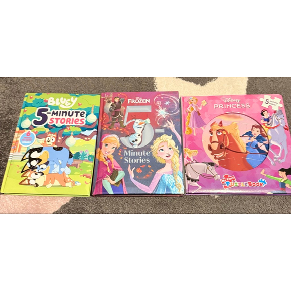 Disney Other - Disney & Bluey Kids Book Bundle – Frozen, Princess & Bluey (Like New)